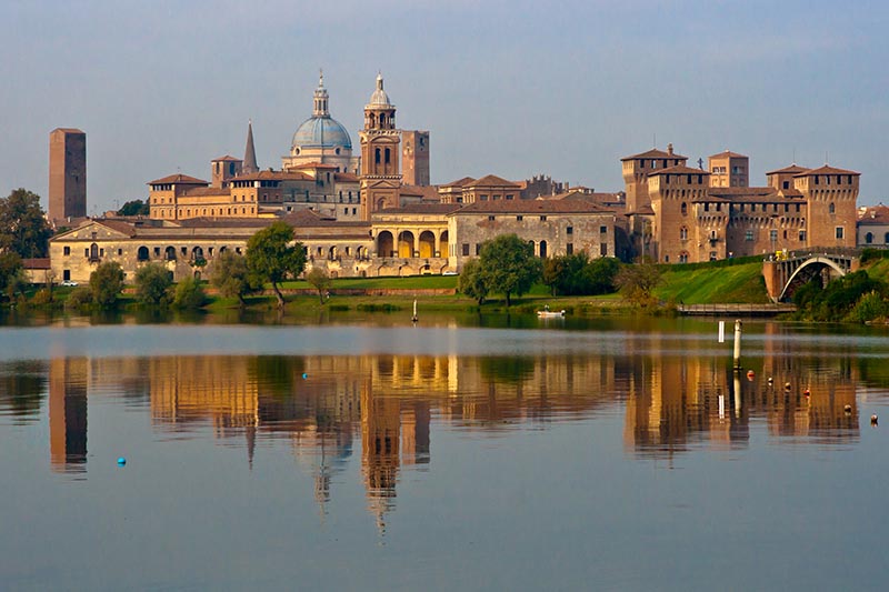 Luxury hotel barge, La Bella Vita cruising Mantua