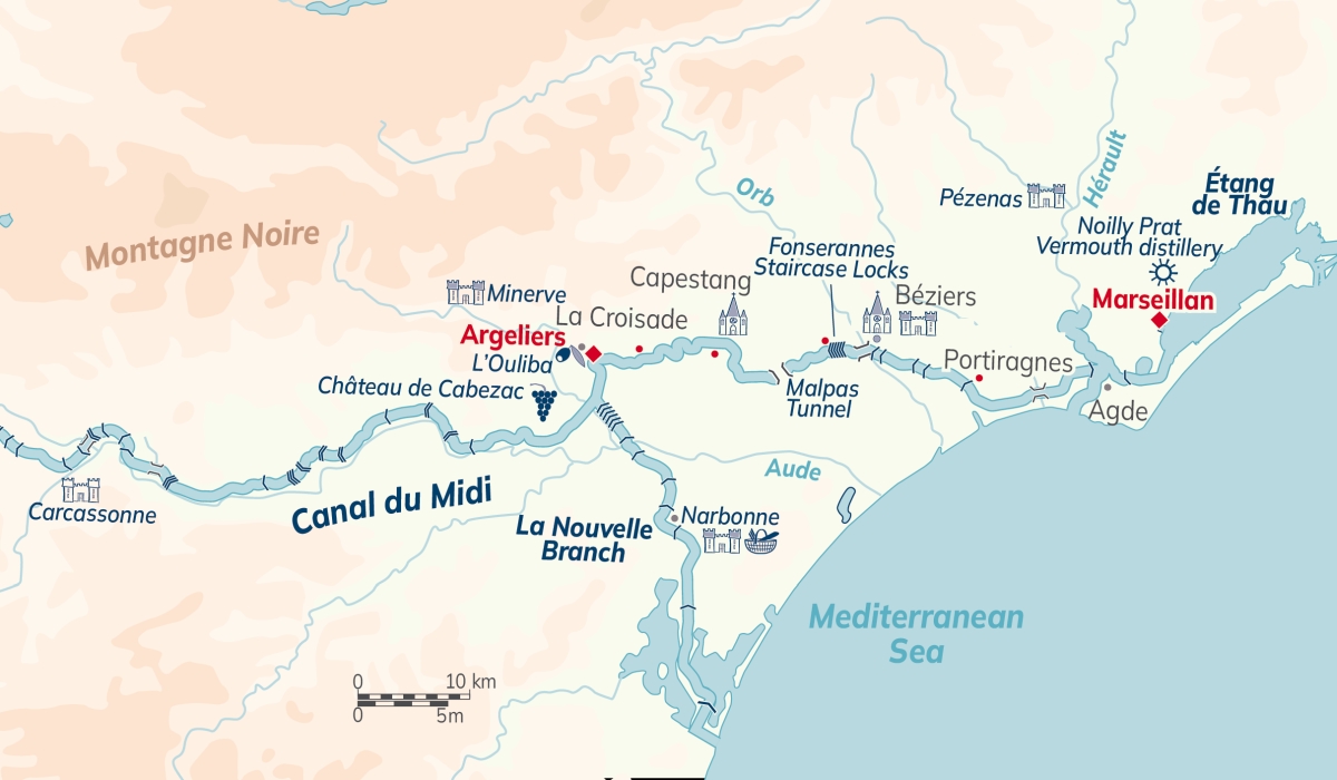 Athos Canal du Midi Route Map