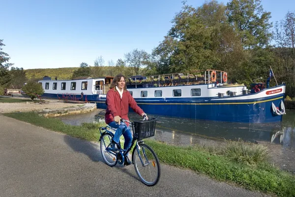 Cycling alongside the Barge