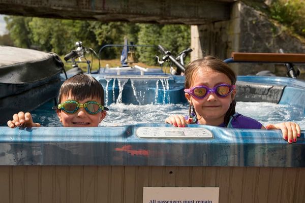 Children having fun in the barge spa pool