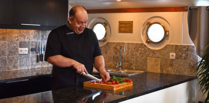 Luxury hotel barge chef Mike Crowson aboard Finesse Luxury Barge Cruise in France