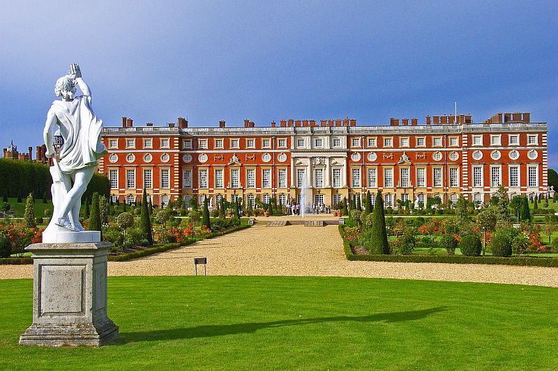 Hampton Court Palace Baroque facade from East front including privy garden