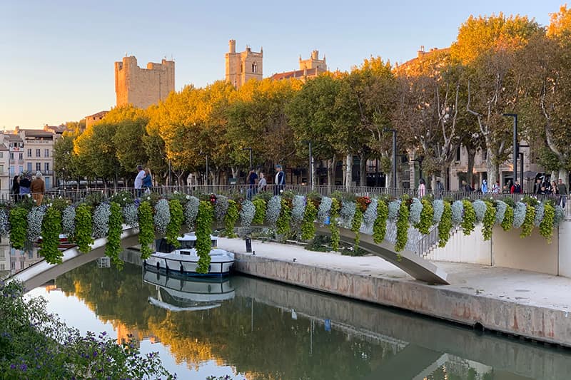 Tree-lined Narbonne in the Canal du Midi