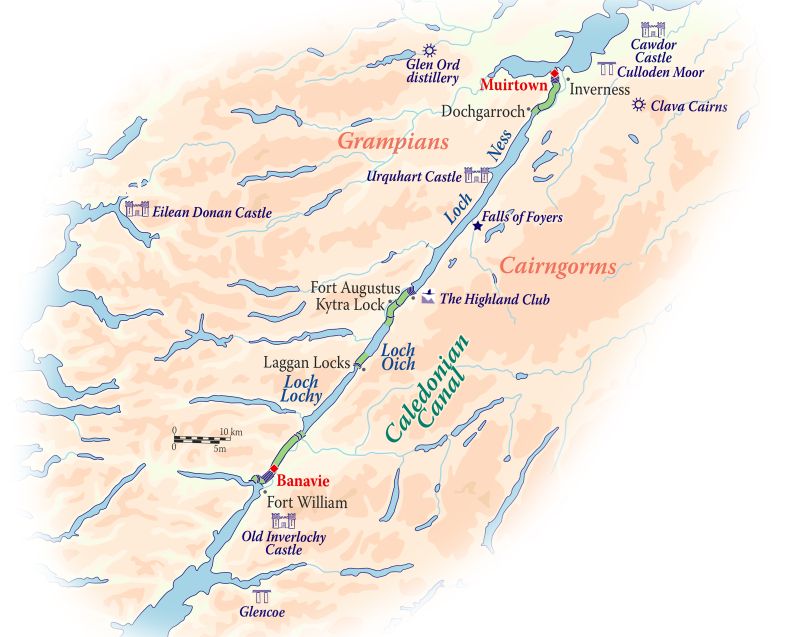 Scotland Caledonian Canal Map