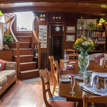 Saloon aboard hotel barge, Athos