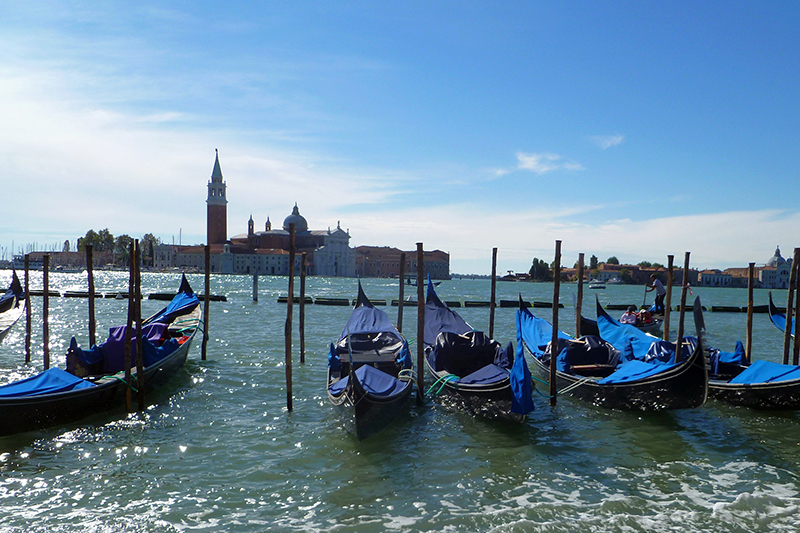 Gondolas in Venice in the Spring
