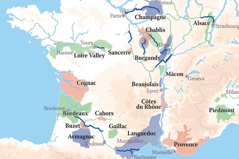 Map of the French Wine Regions