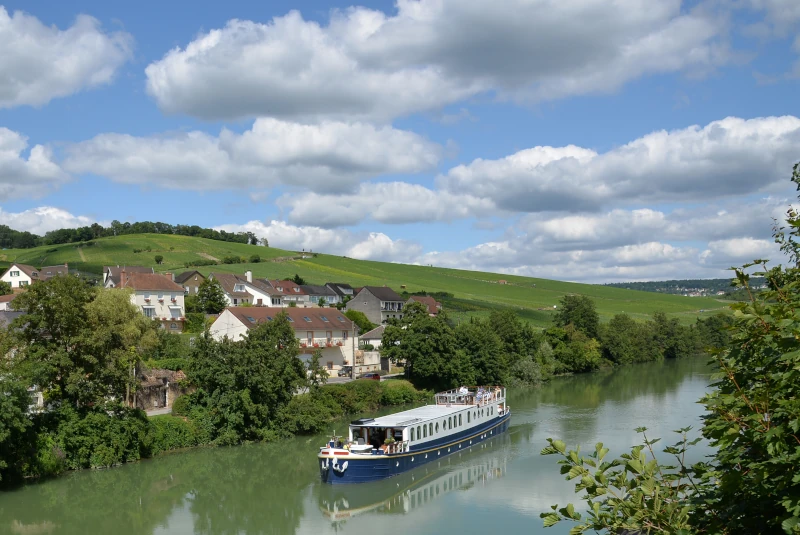 Kir Royale cruising in the Champagne region on the River Marne