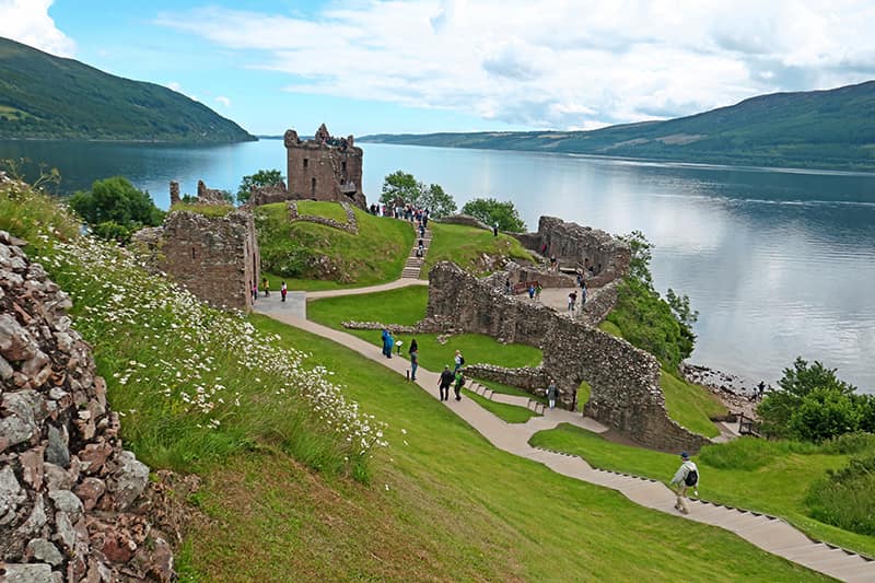 Urquhart Castle on the banks of Loch Ness, Scotland