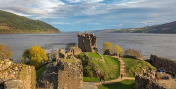 Urquhart Castle looks onto Loch Ness