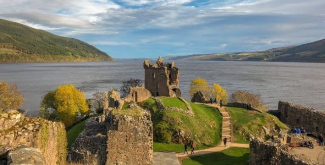 Urquhart Castle looks onto Loch Ness