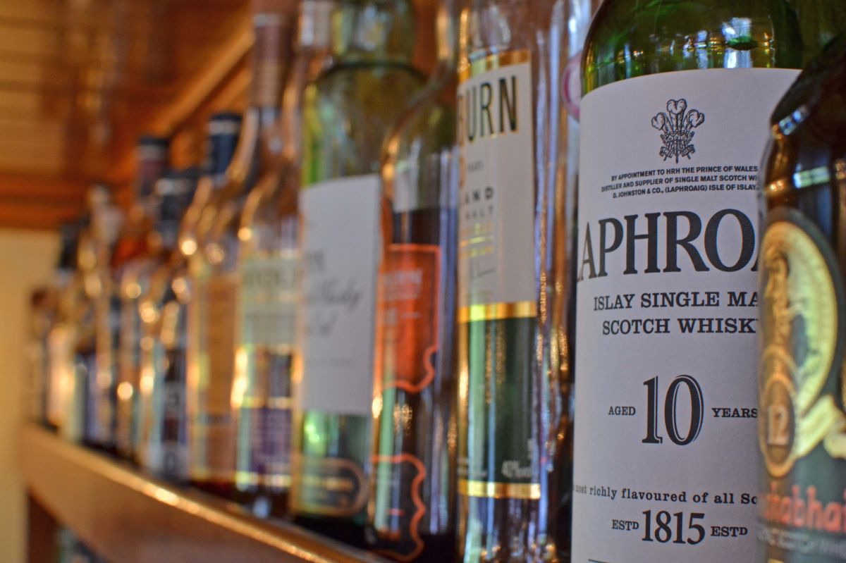 A sellection of Scottish Whiskeys and more are available on European Waterways luxury barge cruises' open bars