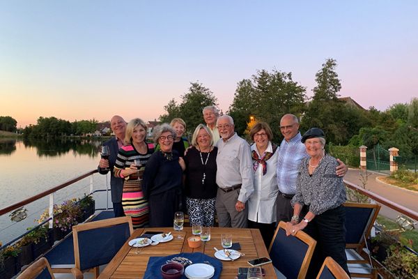A group of lifelong friends who recently met on the Burgundy Canal aboard luxury hotel barge, La Belle Epoque