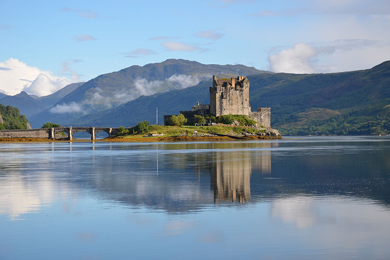 Eilean Donan Castle can be visited aboard the Spirit of Scotland and Scottish Highlander luxury barge cruises
