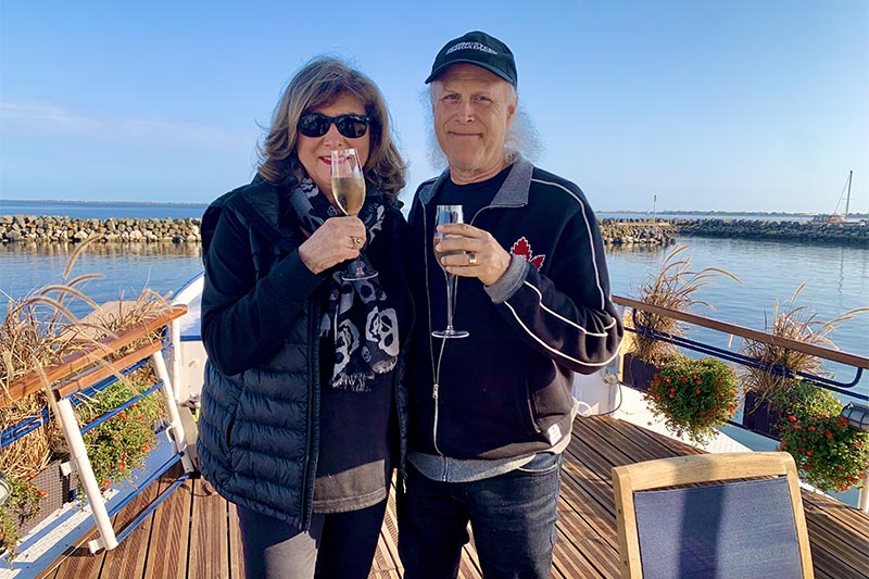 Judi and Lawrence Champagne Welcome in Marseillan by Judi Cohen