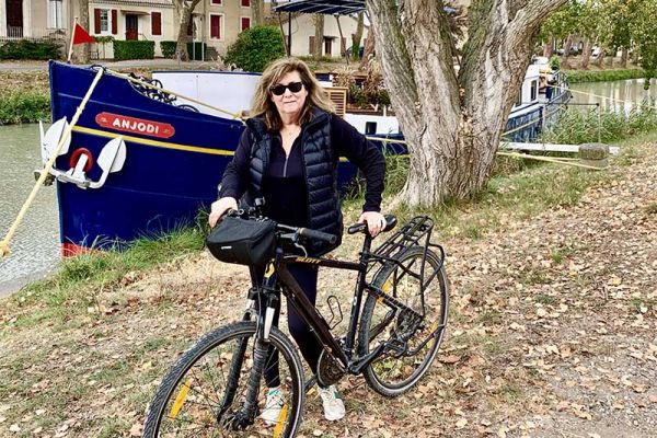 Complimentary cycle use aboard hotel barge Anjodi by Judi Cohen