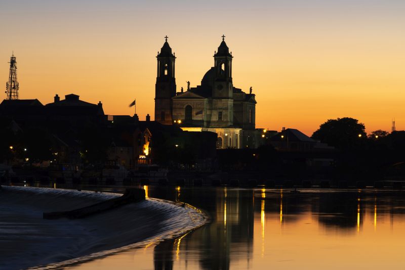 Athlone town and canal at sunset