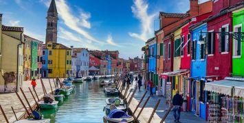 The colourful island of Burano on the Venetian Lagoon