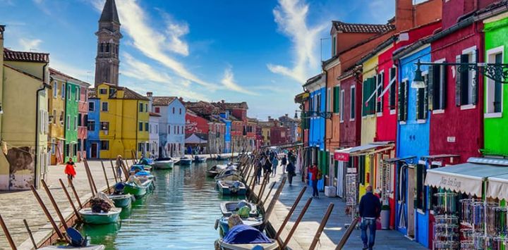The colourful island of Burano on the Venetian Lagoon