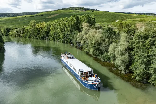 Kir Royale cruising on the River Marne in Champagne