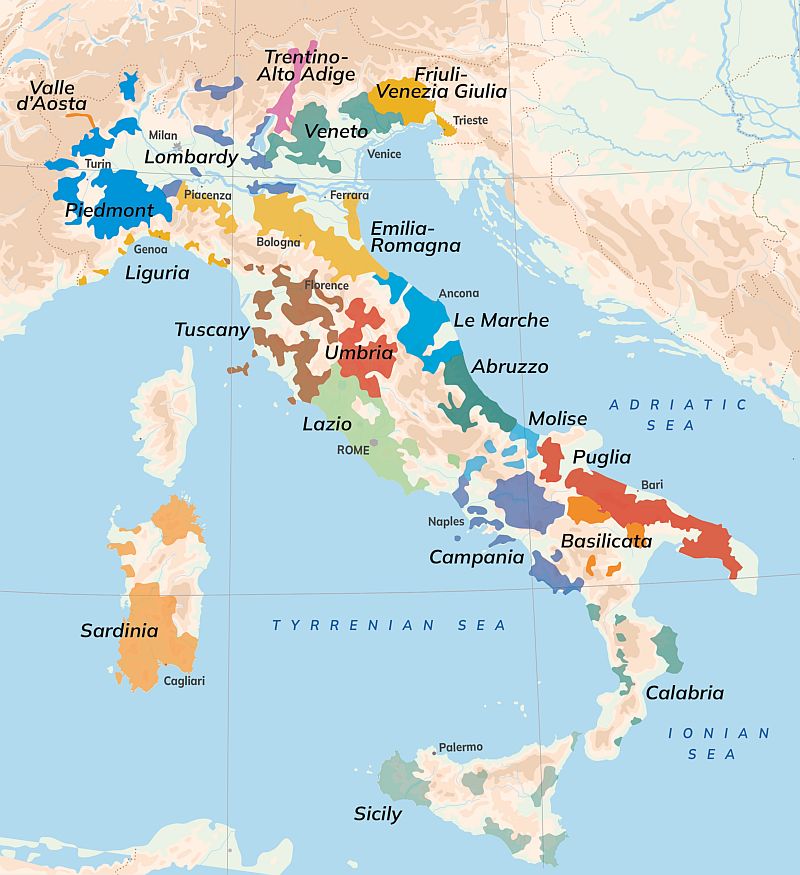 Italy wine regions map