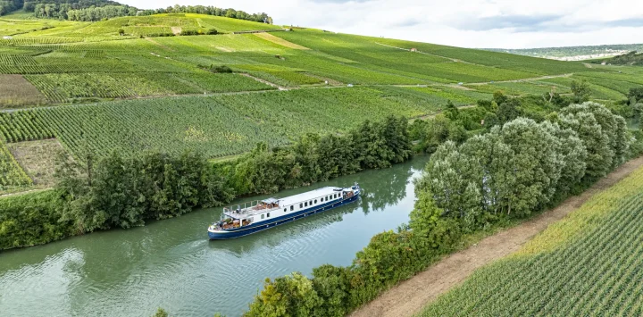 Kir Royale cruising on the River Marne in Champagne