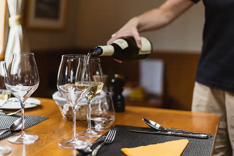 A hand-picked selection of fine wines are served each mealtime A hand-picked selection of fine wines are served each mealtime
