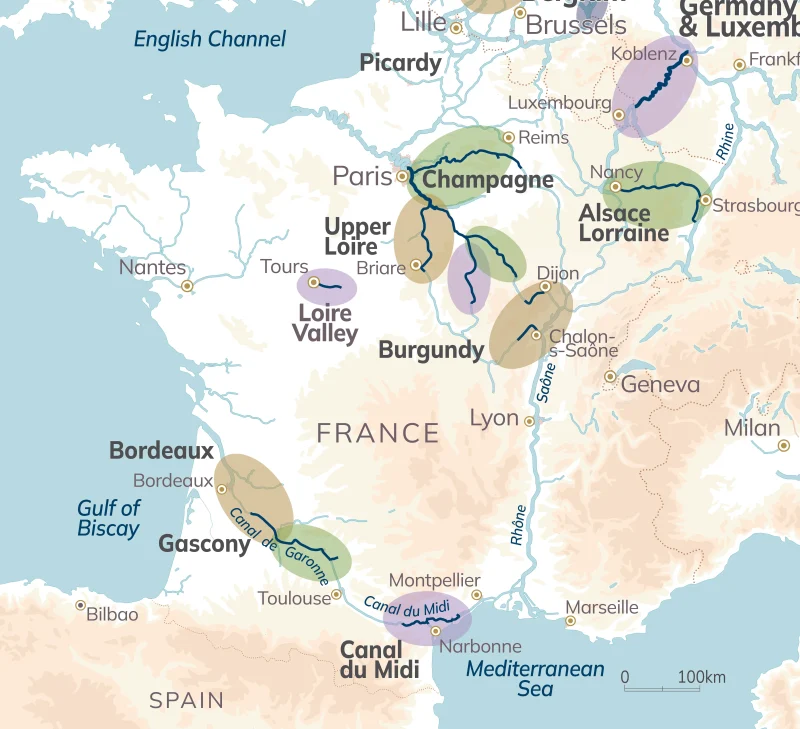 Map of Barge Holidays in France