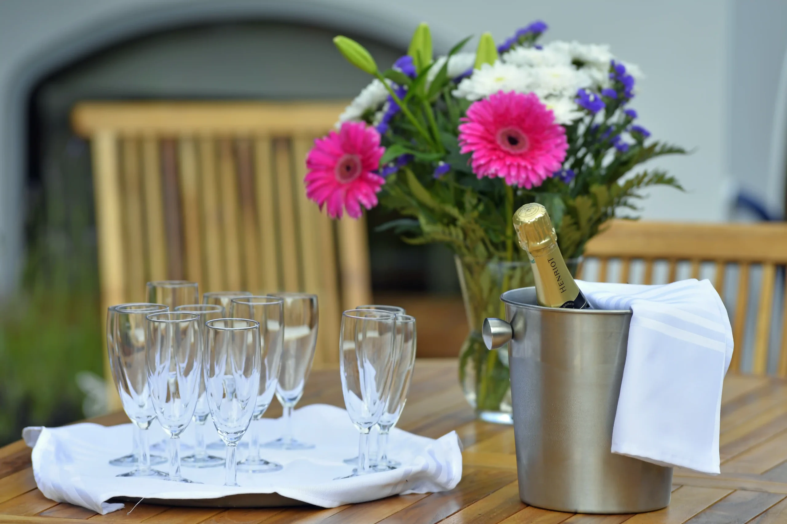 Champagne welcome aboard Panache