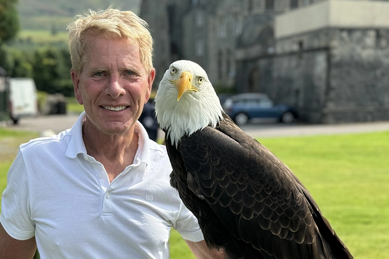 A majestic falconry display at the Highlands Club on the banks of Loch Ness