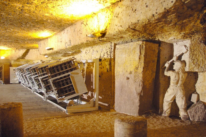 Bailly Lapierre uses an underground quarry cave as their home for making Cremant.